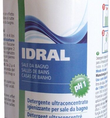 IDRAL - DETERGENTE ULTRACONCENTRATO IGIENIZZANTE ANTICALCARE PER LA MANUTENZIONE DI TUTTE LE SUPERFICI DELLA SALA DA BAGNO