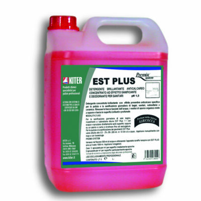 EST PLUS - DETERGENTE CONCENTRATO MULTIFUNZIONALE PER LA MANUTENZIONE QUOTIDIANA DI PAVIMENTI, RUBINETTERIE E SANITARI IN SALE DA BAGNO E TOILETTES
