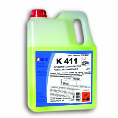 K 411 - DETERGENTE LIQUIDO CLOROATTIVO PER MACCHINE LAVASTOVIGLIE PROFESSIONALI O SEMIPROFESSIONALI - HACCP